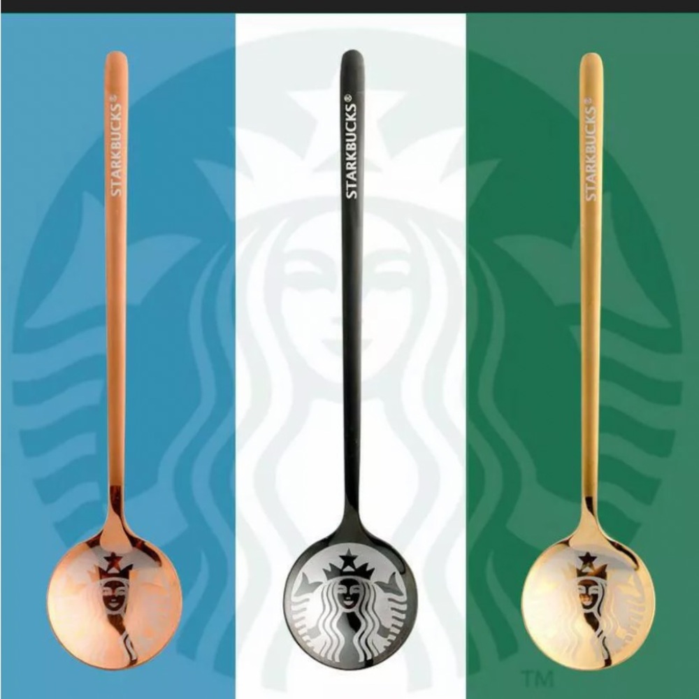 Starbucks Gold, Silver, and Black Stirring Spoon Trio